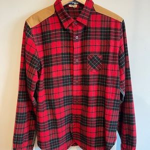 Junya Watanabe Comme Des Garçons MAN Tartan Elbow Patch Button Up - Size L